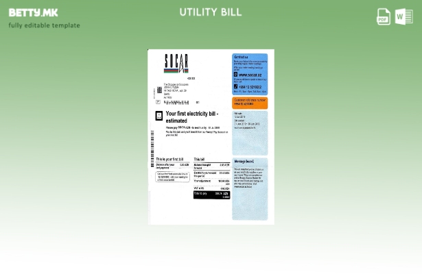 модерен стил Азербејџан Socar шаблон за комунални сметки за електрична енергија